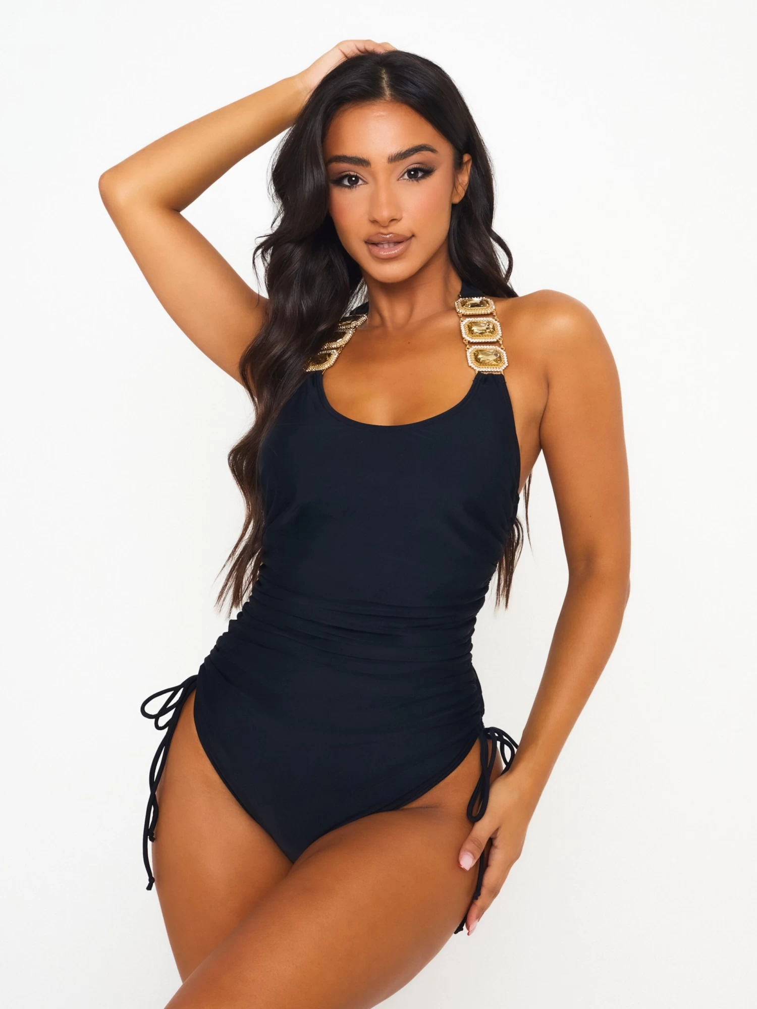 Halter Badpakken Bustier Badpak Dames Zwart 4 Halter Badpakken Bustier Badpak Dames Zwart - Afbeelding 2