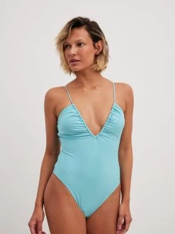 NA-KD Badpakken Zonder Beugel Bustier Badpak Dames Hemelsblauw