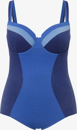 Ulla Popken Corrigerende Badpakken Shaping-badpak Dames Blauw / Navy / Lichtblauw
