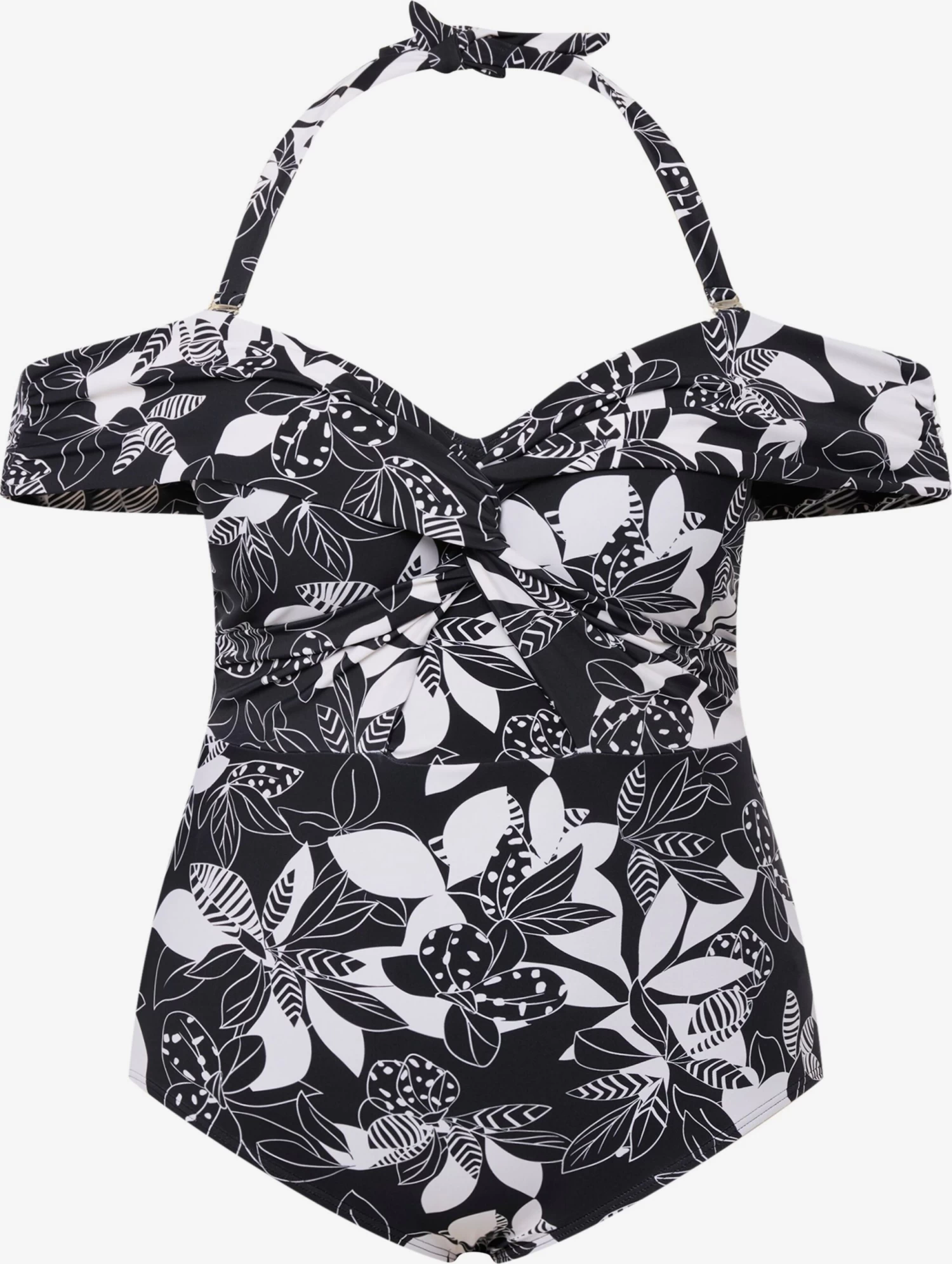 Ulla Popken Halter Badpakken Badpak Dames Zwart / Wit 3 Ulla Popken Halter Badpakken Badpak Dames Zwart / Wit