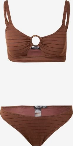 NASTY GAL Bustier Bikinis Bustier Bikini Dames Chocoladebruin / Brokaat