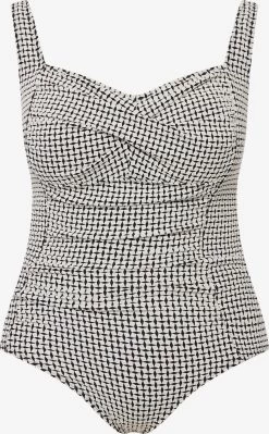 Ulla Popken Badpakken Zonder Beugel Badpak Dames Zwart / Wit