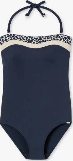 Schiesser Bandeau Badpakken Bandeau Badpak Aqua Californian Dream Dames Donkerblauw