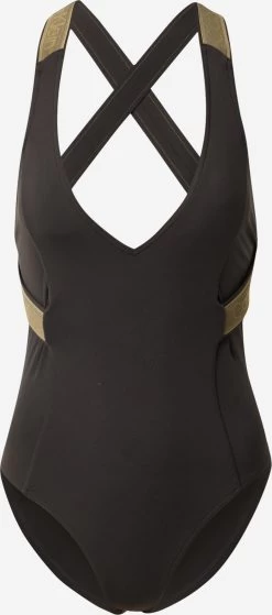 Grote Cups Badpak Plunge One Piece Dames Zwart