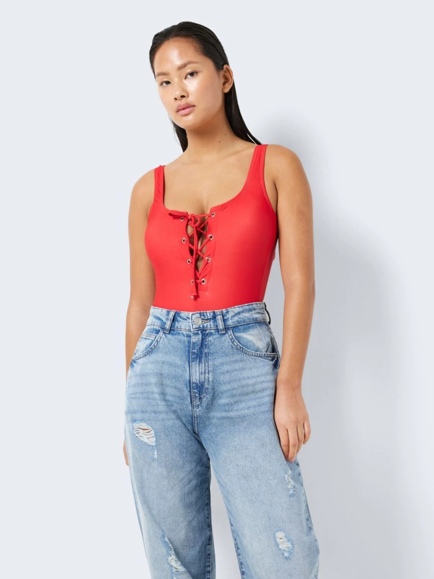 Noisy May Grote Cups Bustier Badpak Dames Vuurrood 5 Noisy May Grote Cups Bustier Badpak Dames Vuurrood - Afbeelding 3