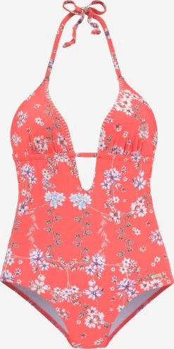 Sunseeker Halter Badpakken Triangel Badpak Ditsy Dames Koraal