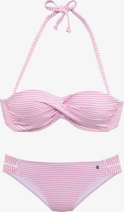 S.Oliver Beugel Bikinis Bandeau Bikini Dames Lichtroze / Wit