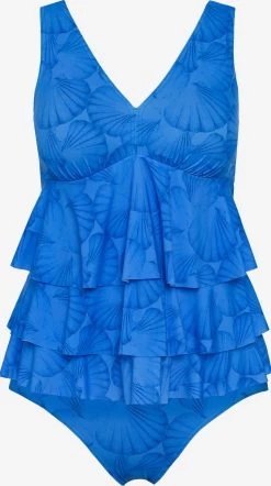 Ulla Popken Badpakken Zonder Beugel Triangel Badpak Dames Blauw