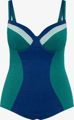 Ulla Popken Corrigerende Badpakken Shaping-badpak Dames Donkerblauw / Groen Gemêleerd