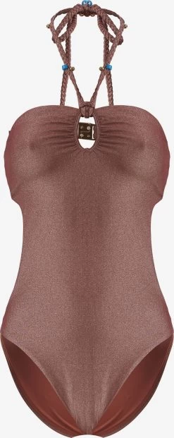 Wolford Halter Badpakken Badpak Disco One Piece Dames Brons
