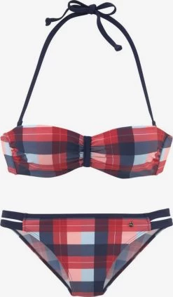 S.Oliver Beugel Bikinis Bandeau Bikini Dames Navy / Lichtblauw / Pastelrood
